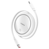CABLU alimentare si date Baseus Free2Draw Mini, Fast Charging Data Cable pt. smartphone, retractabil, USB Type-C la USB Type-C 100W, 1m, alb  - 6932172647520