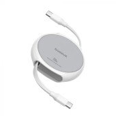 CABLU alimentare si date Baseus Free2Draw Mini, Fast Charging Data Cable pt. smartphone, retractabil, USB Type-C la USB Type-C 100W, 1m, alb  - 6932172653583