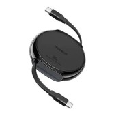 CABLU alimentare si date Baseus Free2Draw Mini, Fast Charging Data Cable pt. smartphone, retractabil, USB Type-C la USB Type-C 100W, 1m, negru  - 6932172653576