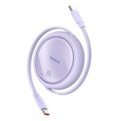 CABLU alimentare si date Baseus Free2Draw Mini, Fast Charging Data Cable pt. smartphone, retractabil, USB Type-C la USB Type-C 100W, 1m, violet  - 6932172647544