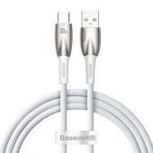 CABLU alimentare si date Baseus Glimmer, Fast Charging Data Cable pt. smartphone, USB la USB Type-C 100W, 1m, alb  - 6932172617981