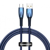 CABLU alimentare si date Baseus Glimmer, Fast Charging Data Cable pt. smartphone, USB la USB Type-C 100W, 1m, albastru  - 6932172617974