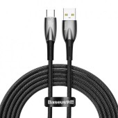 CABLU alimentare si date Baseus Glimmer, Fast Charging Data Cable pt. smartphone, USB la USB Type-C 100W, aliaj zinc, 2m, negru  - 6932172617998