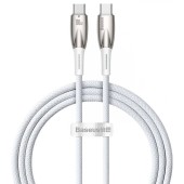 CABLU alimentare si date Baseus Glimmer, Fast Charging Data Cable pt. smartphone, USB Type-C la USB Type-C 100W, 1m, alb  - 6932172618049