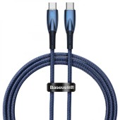 CABLU alimentare si date Baseus Glimmer, Fast Charging Data Cable pt. smartphone, USB Type-C la USB Type-C 100W, 1m, albastru  - 6932172618032