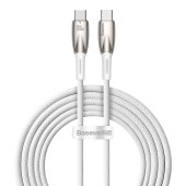 CABLU alimentare si date Baseus Glimmer, Fast Charging Data Cable pt. smartphone, USB Type-C la USB Type-C 100W, 2m, alb  - 6932172618070