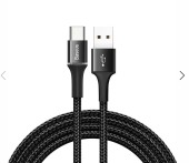 CABLU alimentare si date Baseus Halo, Fast Charging Data Cable pt. smartphone, USB la USB Type-C 2A, brodat, 2m, negru  - 6953156287297