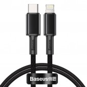 CABLU alimentare si date Baseus High Density Braided, Fast Charging Data Cable pt. smartphone, USB Type-C la Lightning Iphone PD 20W, braided, 1m, negru  - 6953156231917