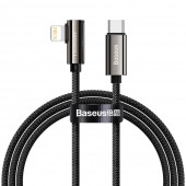 CABLU alimentare si date Baseus Legend Elbow, Fast Charging Data Cable pt. smartphone, USB Type-C la Lightning Iphone PD 20W, braided, 1m, negru  - 6953156207479