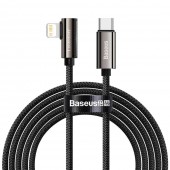 CABLU alimentare si date Baseus Legend Elbow, Fast Charging Data Cable pt. smartphone, USB Type-C la Lightning Iphone PD 20W, braided, 2m, negru  - 6953156207486