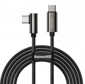 CABLU alimentare si date Baseus Legend Elbow, Fast Charging Data Cable pt. smartphone, USB Type-C la USB Type-C 100W, braided, 1m, negru  - 6953156207493