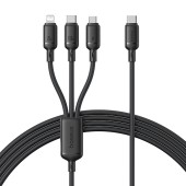 CABLU alimentare si date Baseus One-for-three, Fast Charging Data Cable pt. smartphone, USB Type-C la 1 x USB Type-C, 1 x micro USB, 1 x Iphone Lightning, 100W, 1.5m, negru  - 6932172685119