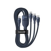 CABLU alimentare si date Baseus One-for-three, Fast Charging Data Cable pt. smartphone, USB Type-C la 3 x USB Type-C 100W, 1.5m, albastru  - 6932172669805