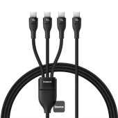 CABLU alimentare si date Baseus One-for-three, Fast Charging Data Cable pt. smartphone, USB Type-C la 3 x USB Type-C 100W, 1.5m, negru  - 6932172669805
