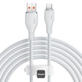 CABLU alimentare si date Baseus Pudding Series, Fast Charging Data Cable pt. smartphone, USB la USB Type-C 100W, 1.2m, alb  - 6932172650148