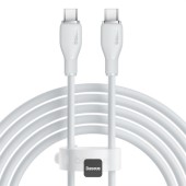 CABLU alimentare si date Baseus Pudding Series, Fast Charging Data Cable pt. smartphone, USB Type-C la USB Type-C 100W, 1.2m, alb  - 6932172650230