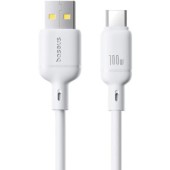 CABLU alimentare si date Baseus Silky, Fast Charging Data Cable pt. smartphone, USB la USB Type-C 100W, 1m, alb  - 6932172668884