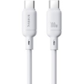 CABLU alimentare si date Baseus Silky, Fast Charging Data Cable pt. smartphone, USB Type-C la USB Type-C 100W, 2m, alb  - 6932172668853