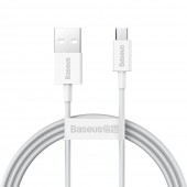 CABLU alimentare si date Baseus Superior, Fast Charging Data Cable pt. smartphone, USB la Micro-USB 2A, 1m, alb  - 6953156208490