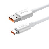 CABLU alimentare si date Baseus Superior, Fast Charging Data Cable pt. smartphone, USB la USB Type-C 100W, braided, 0.25m, alb  - 6932172631949