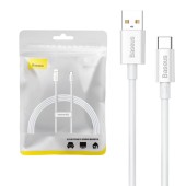 CABLU alimentare si date Baseus Superior, Fast Charging Data Cable pt. smartphone, USB la USB Type-C 100W, braided, 1.5m, alb  - 6932172631963
