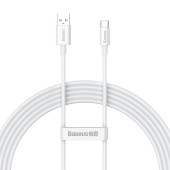 CABLU alimentare si date Baseus Superior, Fast Charging Data Cable pt. smartphone, USB la USB Type-C 100W, braided, 2m, alb  - 6932172631994