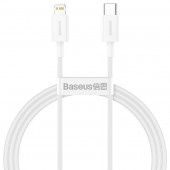 CABLU alimentare si date Baseus Superior, Fast Charging Data Cable pt. smartphone, USB Type-C la Lightning Iphone PD 20W, 1.5m, alb  - 6953156205345