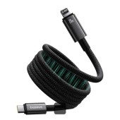 CABLU alimentare si date Baseus Tungsten Gold, Fast Charging Data Cable pt. smartphone, cablu magnetic, USB Type-C la Iphone Lightning, 20W, 1m, negru  - 6932172662356