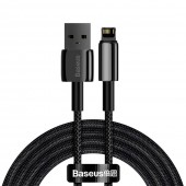 CABLU alimentare si date Baseus Tungsten Gold, Fast Charging Data Cable pt. smartphone, USB la Lightning Iphone 2.4A, braided, 2m, rezistent zgarieturi, negru  - 6953156204966