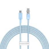 CABLU alimentare si date Baseus,Explorer Smart Temperature Control,Fast Charging pt smartphone,USB Type-C la USB Type-C,100W,braided,1m,albastru  - 6932172642839
