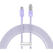 CABLU alimentare si date Baseus,Explorer Smart Temperature Control,Fast Charging pt smartphone,USB Type-C la USB Type-C,100W,braided,2m,violet  - 6932172642853