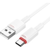 CABLU alimentare si date Borofone BX110, Fast Charging Data Cable pt. smartphone, USB la USB Type-C, 2.4A, 1m, alb