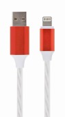 CABLU alimentare si date GEMBIRD, pt. smartphone, USB 2.0 la Lightning, 1m, LED light effect, red/green/blue