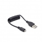 CABLU alimentare si date GEMBIRD, pt. smartphone, USB 2.0 la Micro-USB 2.0, 0.6m, spiralat, conectori auriti, negru