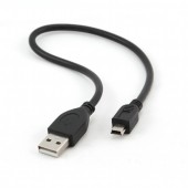 CABLU alimentare si date GEMBIRD, pt. smartphone, USB 2.0 la Mini-USB 2.0, 30cm, conectori auriti, negru