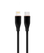 CABLU alimentare si date GEMBIRD, pt. smartphone, USB 2.0 Type-C la Lightning, 20W, 1.5m, protectie silicon, negru
