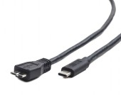CABLU alimentare si date GEMBIRD, pt. smartphone, USB 3.0, USB-B la USB Type-C, 1m, conectori auriti, max. 18W, negru