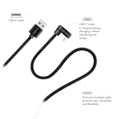 CABLU alimentare si date LOGILINK, pt. smartphone, USB 2.0, USB Type-C la USB-A la 180 grade, 1m, 2 x ecranat, aluminiu, negru