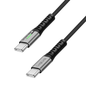 CABLU alimentare si date LOGILINK, pt. smartphone, USB 3.2, USB Gen Type-C la USB Type-C, 1m, PD 100W, 4K, LED, 3 x ecranat, 20Gbps, metal negru&gri
