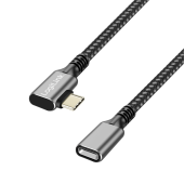 CABLU alimentare si date LOGILINK, pt. smartphone, USB 3.2, USB Gen Type-C la USB Type-C la 90 grade, 2m, PD 100W, 2 x ecranat, aluminiu, braiding, negru&gri
