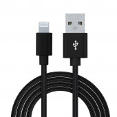CABLU alimentare si date SPACER, pt. smartphone, USB 2.0 la Lightning, pentru Iphone, braided,Retail pack, 1.8m, black, 