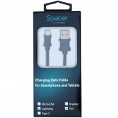 CABLU alimentare si date SPACER, pt. smartphone, USB 2.0 la Lightning, pentru Iphone, PVC,Retail pack, 1.8m, black, 