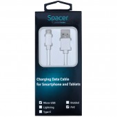 CABLU alimentare si date SPACER, pt. smartphone, USB 2.0 la Micro-USB 2.0, PVC, Retail pack, 0.5m, White, 