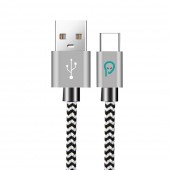 CABLU alimentare si date SPACER, pt. smartphone, USB 3.0 la Type-C, 2.1A,  braided, retail pack, 1.8m, zebra