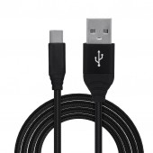 CABLU alimentare si date SPACER, pt. smartphone, USB 3.0 la Type-C, Braided,2.1A,Retail pack, 1m, black