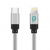 CABLU alimentare si date SPACER, pt. smartphone, USB Type-C la Iphone Lightning, braided, retail pack, 1m, silver