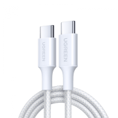 CABLU alimentare si date Ugreen, L501, Fast Charging Data Cable pt. smartphone, USB Type-C la USB Type-C 60W / 3A, braided, 1m, alb