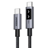 CABLU alimentare si date Ugreen, L509, Fast Charging Data Cable pt. smartphone, USB Type-C la USB Type-C 100W/5A, 1m, braided, gri