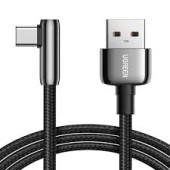 CABLU alimentare si date Ugreen, US313, Fast Charging Data Cable pt. smartphone, USB la USB Type-C unghi 90 grade, 1m, negru - 6957303874132