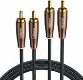 CABLU audio Ugreen, AV104 2 x RCA la 2 x RCA, 2m, conectori auriti, negru - 6957303815180